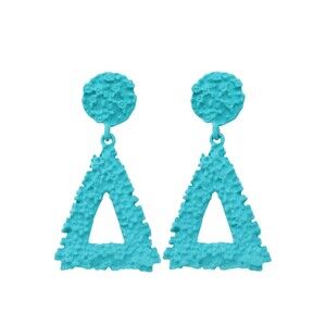 Bold Turquoise Teal Blue Stud Drop Dangle Geometric Triangle Fashion Earrings